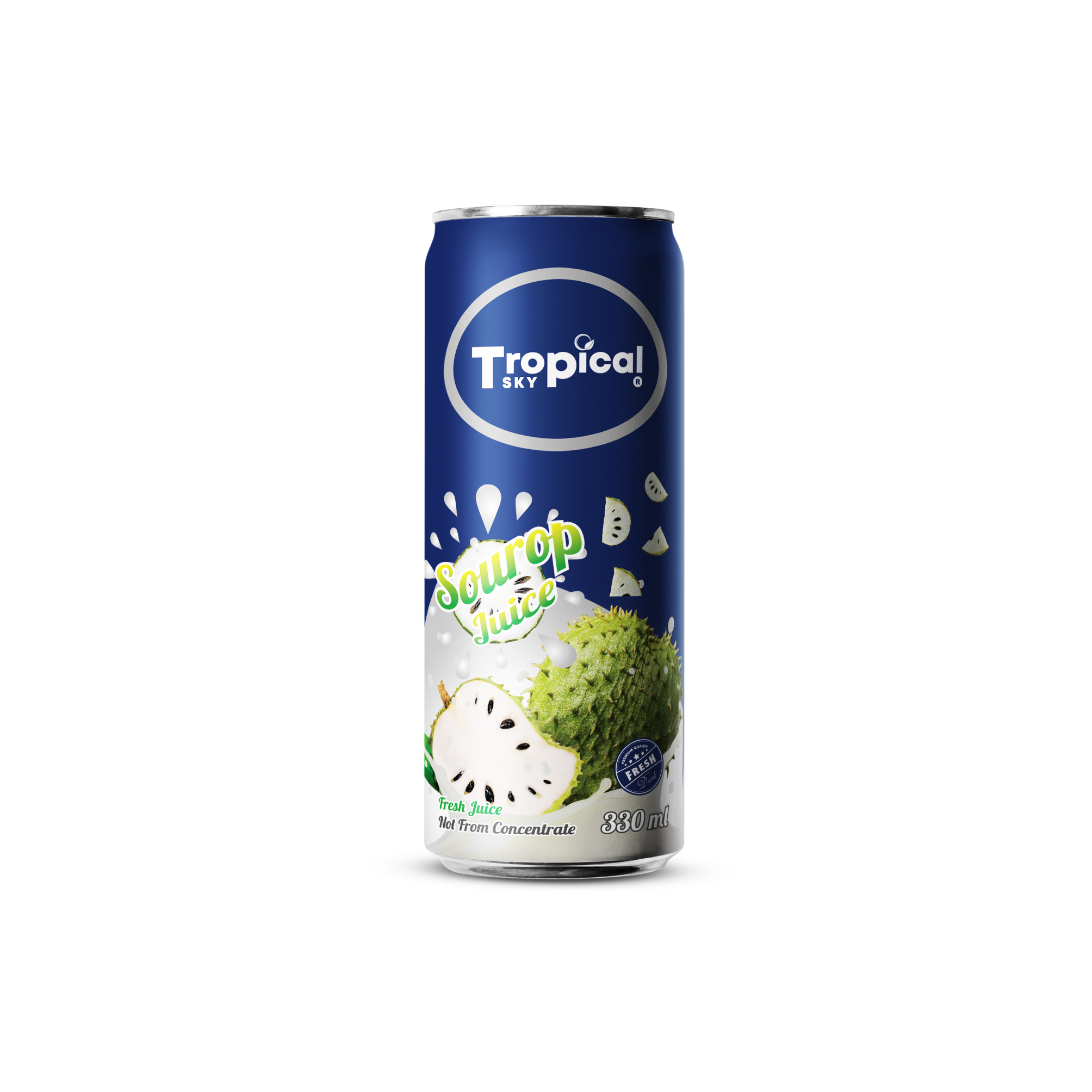High- quality 100% Soursop fruit juice organic Tropical Sky/ OEM brand 330ml Sleek can